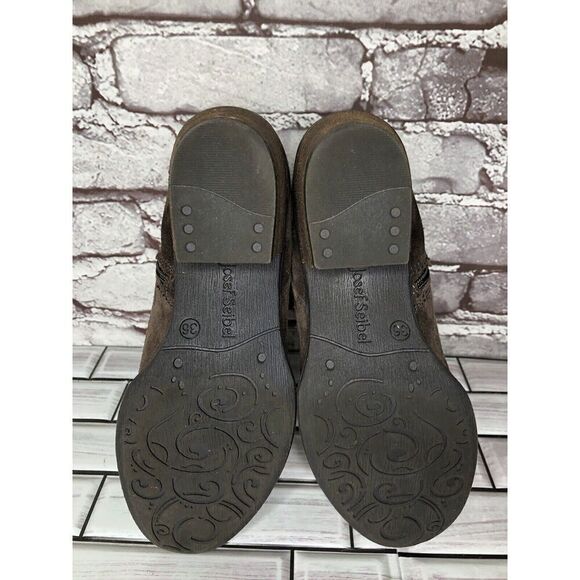 Josef Seibel Brown Suede Leather Side Zip Ankle Booties Heel Boots Women Sz 36EU - Picture 16 of 16